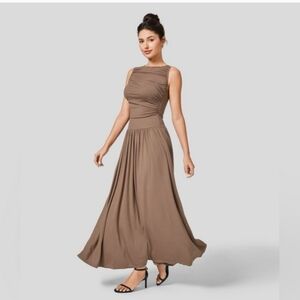 HALARA Taupe Sleeveless Maxi Dress
